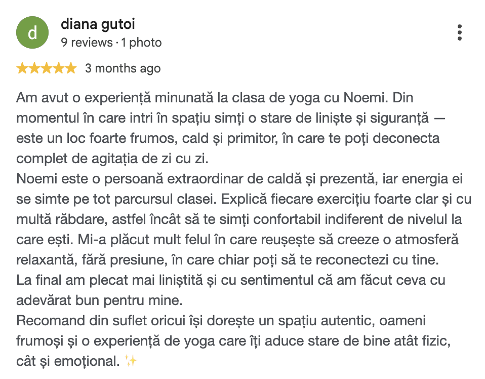 Recenzie Google de Diana Gutoi
