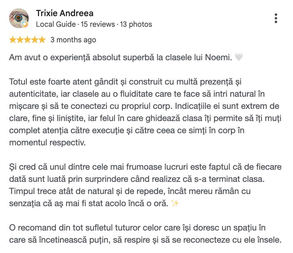 Recenzie Google de Trixie Andreea